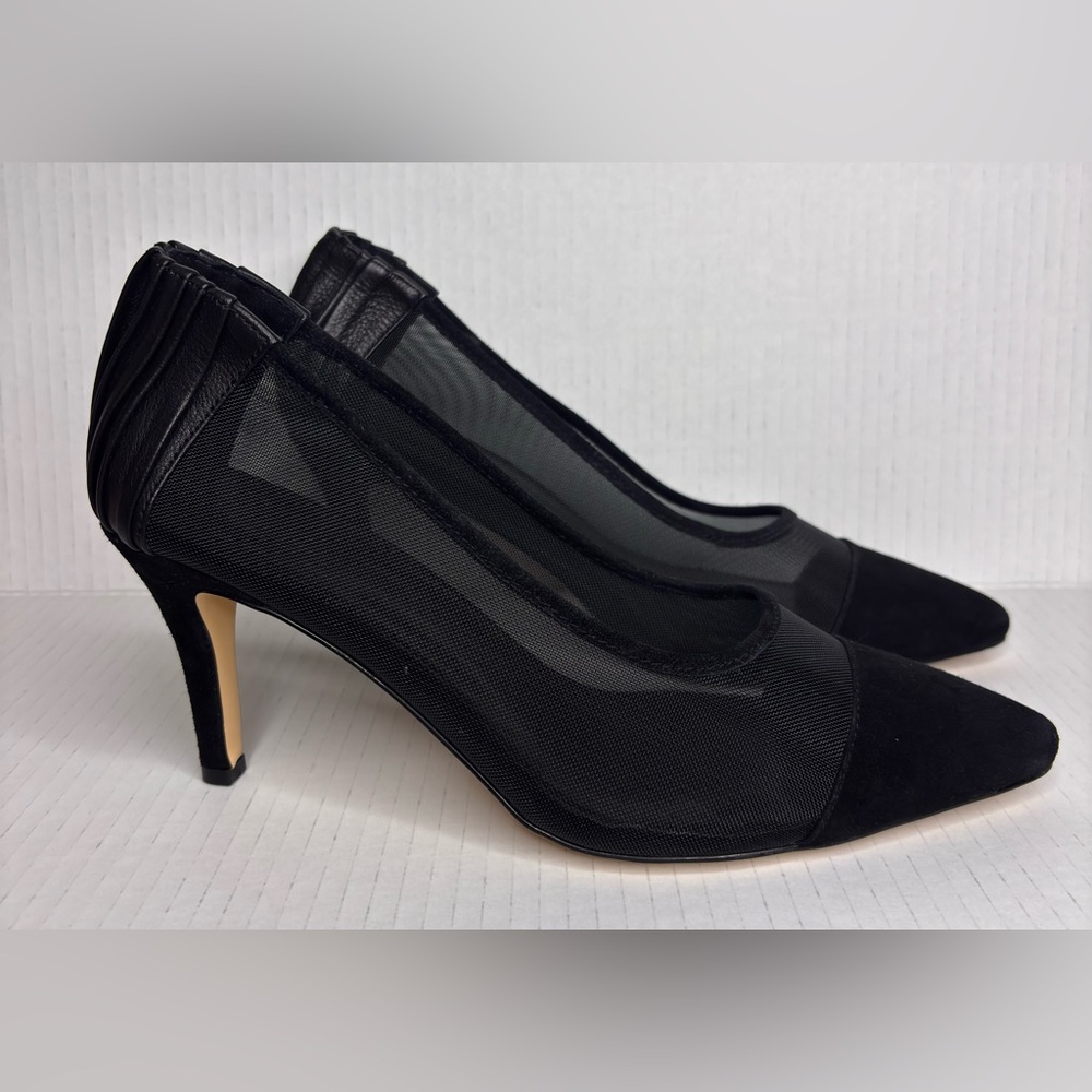 Anne Fontaine Elegant Black Mesh Women's Heels Size US 8.5/EU 39